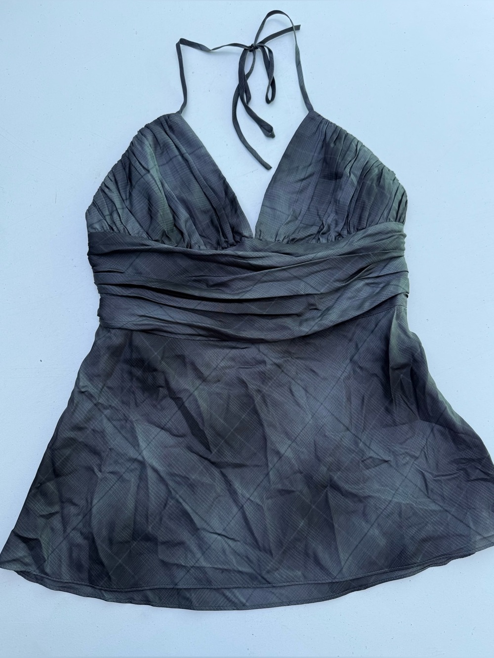 Y2k vintage Silk Express Design Studio dark grey Halter Top